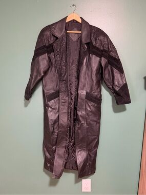 1980s Jacqueline Ferrar Black Long Leather Coat